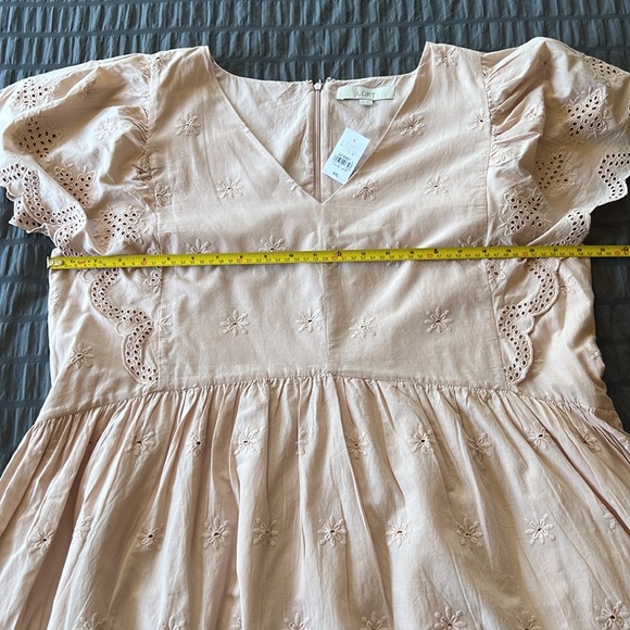 NWT Ann Taylor Loft Eyelet Scallop Flutter Sleeve Pink Blush Dress Womens Sz XXL - Picture 13 of 16
